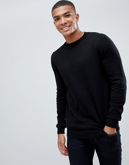 Black Crew Knit Sweater